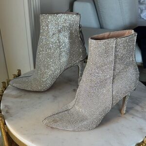 Aqua Glittering Silver Heeled Boots